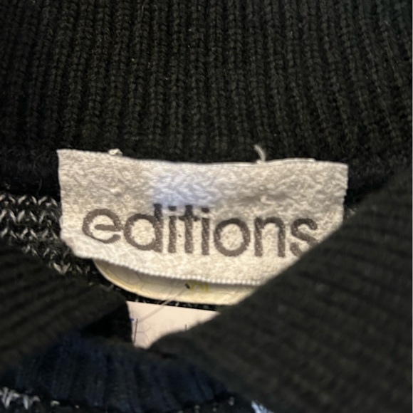 Editions Gray Black Checkered Picasso Style Collared Woman’s Small Sweater - Picture 5 of 5